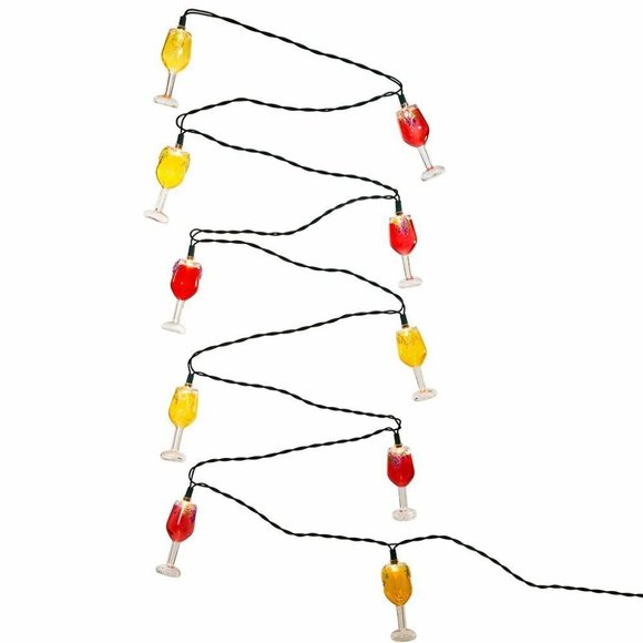 Kurt Adler Christmas String Light 10 Wine Glass Set Xmas Tree Bar Patio Camper - Picture 7 of 8
